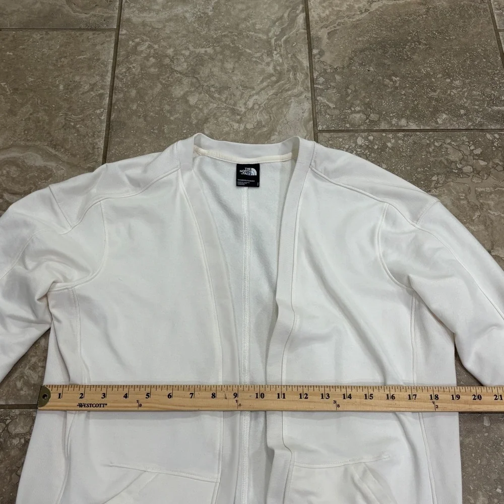 The North Face Womens White Open Front Fleece Cardigan Jacket Small